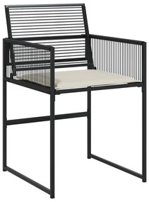 5 pcs conjunto de jantar p/ jardim c/ almofadões vime PE preto