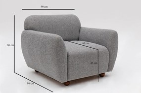 Poltrona Wing "Stockholm" - Cinzento Claro com Pernas em Faia - 90x86x