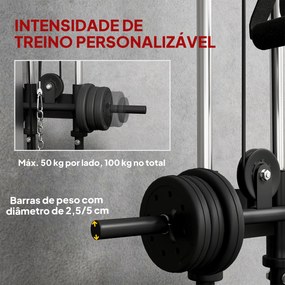 Máquina de Polis de Parede (PESOS NÃO INCLUIDOS) Ajustável em 15 Posições Multifunções para Ginásio e Casa 62x60x200 cm Preto