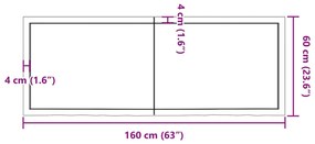 Prateleira de parede 160x60x6 cm carvalho tratado cinza-escuro