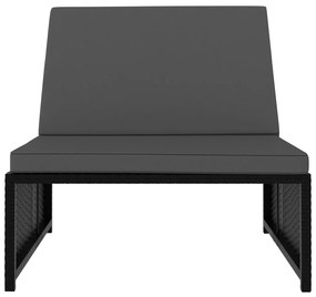 Espreguiçadeiras com mesa 2 pcs vime PE preto