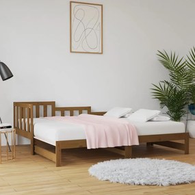 vidaXL Sofá-cama puxar 2x(80x200) cm pinho maciço castanho mel