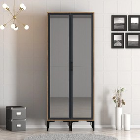 Roupeiro Kumsal RR – Nogueira e Antracite – 80x47,5x201,4 cm
