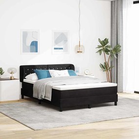 vidaXL Cama Box com colchão com cabeceira Preto 160 x 200 cm Veludo