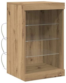 Sideboard vidaXL com Luzes LED Carvalho Artesanal 41x37x67 cm