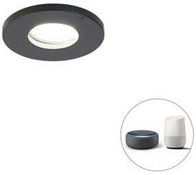 LED Refletor embutido para banheiro inteligente preto com WiFi GU10 - Shed Moderno