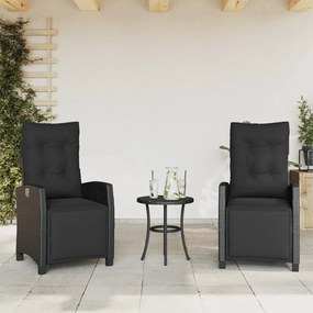 Cadeiras jardim reclináveis 2 pcs c/ apoio de pés vime PE preto