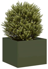 vidaXL Vaso/floreira 40x40x30 cm aço verde azeitona