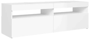 Móvel de TV com luzes LED 120x35x40 cm branco brilhante
