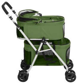 Carrinho dobrável cães 2 níveis 83x48x97 cm tecido oxford verde