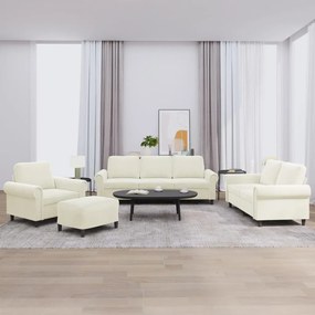 vidaXL 4 pcs conjunto de sofás com almofadões veludo cor creme