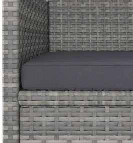 4 pcs conjunto de cadeiras e bancos de jardim vime PE cinzento