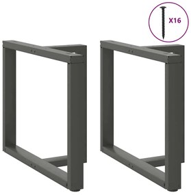 Pés para mesa de jantar em forma de T, 2 peças, antracite, 90x35x(72-7