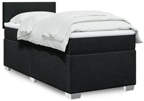 vidaXL Cama com molas/colchão 100x200 cm tecido preto