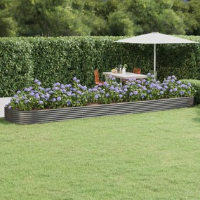 vidaXL Canteiro elevado jardim 600x140x36 aço revestido a pó cinzento