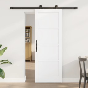 Porta Deslizante vidaXL com Conjunto de Ferragens Branca 73.5x198.5 cm Madeira Maciça Pinus