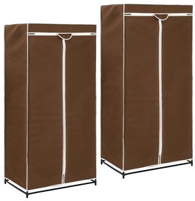 282442 vidaXL Roupeiros 2 pcs 75x50x160 cm castanho