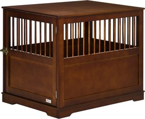 PawHut Gaiola para cães com fecho, base elevada, caixa de transporte, 80,5 cm x 59,5 cm x 67,5 cm, Marrom | Aosom Portugal
