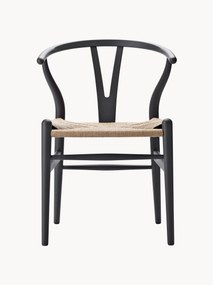 Cadeira de madeira com assento entrançado Wishbone CH24