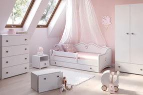Cama infantil Emma 160x80 cinza/branco - colchão e estrado incluído