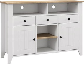 Aparador de Cozinha com 3 Gavetas 2 Armários 2 Prateleiras Abertas e 2 Prateleiras Ajustáveis Moderno 120x38x82 cm Branco