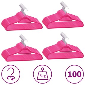 100 pcs conjunto de cabides antiderrapantes veludo rosa