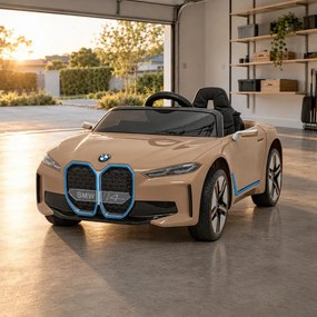 Carro elétrico para Crianças BMW I4 12V, Rodas Espuma EVA, Assento couro ecológico Dourado