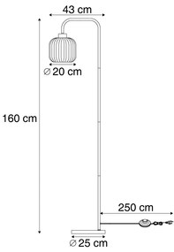 Candeeiro de pé de design preto com vidro fumado - Ana Design