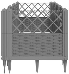 Vaso/floreira jardim c/ estacas 123,5x43,5x43,5 cm cinza-claro