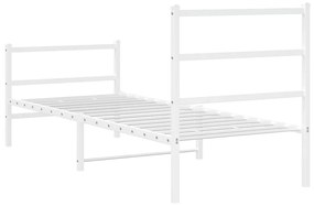 Estrutura de cama com cabeceira e pés 75x190 cm metal branco