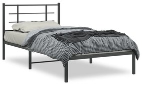 Estrutura de cama com cabeceira 100x200 cm metal preto