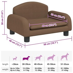 Cama para cães 50x40x30 cm tecido castanho