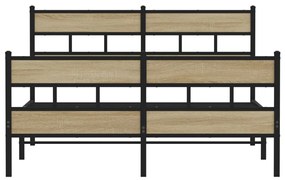Estrutura de cama sem colchão 140x200 cm metal carvalho sonoma