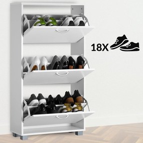 Armário para sapatos com 3 portas 115 x 61 x 24 cm Branco
