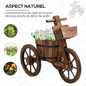 Suporte para plantas em forma de triciclo - prateleira para vasos de flores - Floreira 52 x 31 x 45 cm - Madeira de abeto