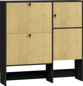 HOMCOM Sapateira Estreita com 2 Gavetas Basculantes, Armário, Banco Oculto e Prateleiras Ajustáveis, 8-10 Pares, 100x23,8x100 cm, Carvalho | Aosom Portugal