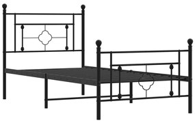 Estrutura de cama com cabeceira e pés 90x190 cm metal preto