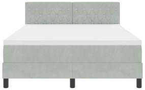 Cama Box Spring com Colchão VidaXL Cinza Claro 160x200 cm Veludo