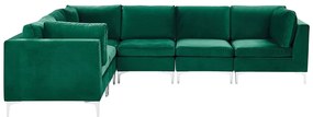 Sofá de canto de 6 lugares em veludo verde, versão à direita EVJA Beliani