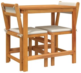 3 pcs conjunto de varanda com almofadões madeira acácia maciça