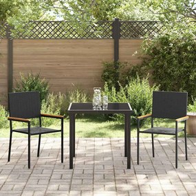 Conjunto de Jantar pra Jardim 3 Peças Preto Rattan Sintético
