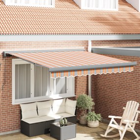vidaXL Toldo Retrátil Manual às Riscas Multicoloridas 350x250 cm