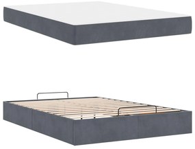 vidaXL Estrutura de cama com colchão 2 pcs Cinza Escuro Veludo