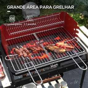 Outsunny Barbecue a Carvão com Rodas Barbecue Portátil com Grelha Ajus