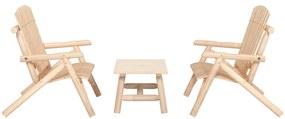 3 pcs conjunto lounge de jardim madeira de abeto maciça