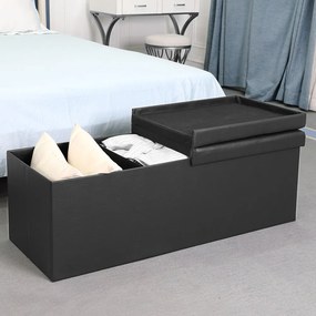 Banco arrumação 115x38x38 cm com tampa articulada preto