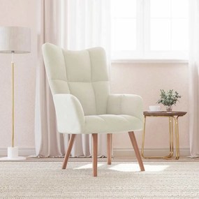 vidaXL Cadeira de descanso veludo branco nata
