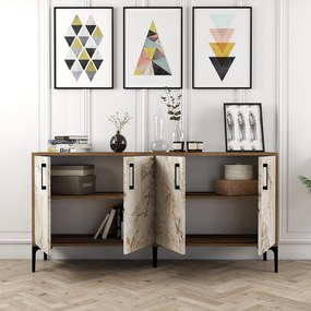 Console Kiev – Nogueira e Mármore Branco – 160 cm x 78 cm x 35 cm