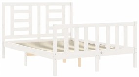 Estrutura de cama com cabeceira 140x190cm madeira maciça branco