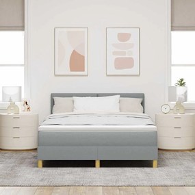Cama Box com Colchão &amp; LED Cinza Claro 140x200 cm Tecido